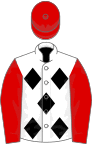 White, five black diamonds, red sleeves and cap