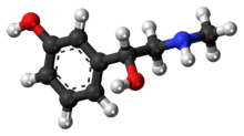 Ball-and-stick model of the phenylephrine molecule