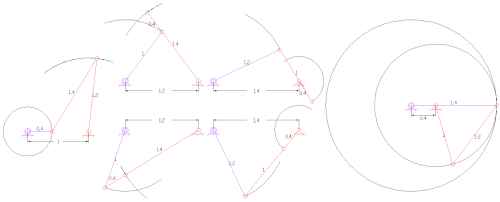Grashof Type I Four-Bar Kinematic Inversions.gif