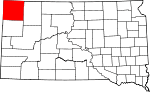 State map highlighting Harding County