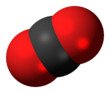 Space-filling model of carbon dioxide