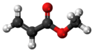 Ball-and-stick model of the methyl acrylate molecule