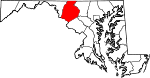 State map highlighting Frederick County