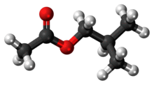Ball-and-stick model of the isobutyl acetate molecule