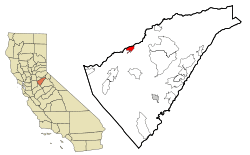 Location in Calaveras County and the state of California