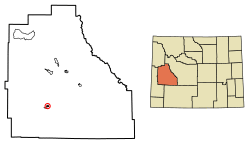 Location of Marbleton in Sublette County, Wyoming.