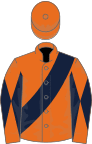 Orange, Dark Blue sash, diabolo on sleeves, Orange cap