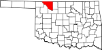 State map highlighting Woods County