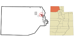 Location in Box Elder County and the state of Utah