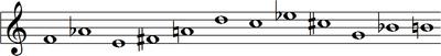 F, A♭, E, F♯, A, D, C, E♭, C♯, G, B♭, B