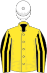 Yellow, Black and Yellow striped sleeves, White cap