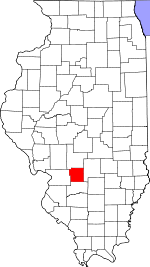 Map of Illinois highlighting Bond County
