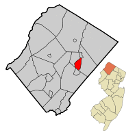 Map of Franklin in Sussex County. Inset: Location of Sussex County in New Jersey.