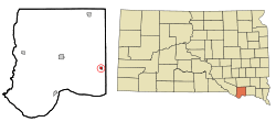 Location in Bon Homme County and the state of South Dakota