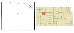 Location within Gove County and Kansas