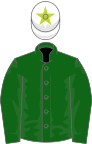 Bottle green, white cap, lime green star