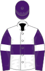 White, purple hoop, purple sleeves, white armlets, purple cap