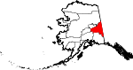 State map highlighting Southeast Fairbanks Census Area
