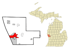 Location of Muskegon within Muskegon County, Michigan
