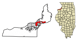 Location of East Moline in Rock Island County, Illinois.