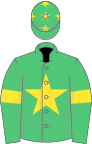 Emerald green, yellow star, armlets and stars on cap