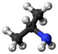 Ball-and-stick model of the isopropylamine molecule