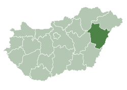 Hajdú-Bihar County within Hungary
