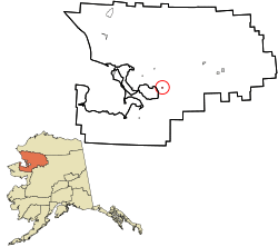 Location in Northwest Arctic Borough and the state of Alaska.
