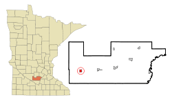 Location of Gibbon within Sibley County, Minnesota