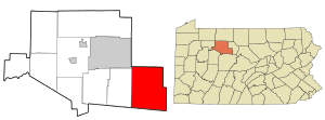 Location in Elk County and the state of Pennsylvania