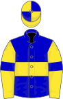 Blue, yellow hoop, yellow sleeves, blue armlets, quartered cap