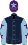 Dark Blue, Light Blue sleeves, Purple stars, Purple cap, Light Blue star