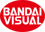 The words "BANDAI VISUAL" in white letters against a red ellipse.