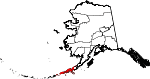 State map highlighting Aleutians East Borough