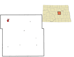 Location of Harvey, North Dakota