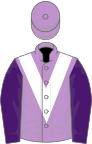 Mauve, white chevron, purple sleeves