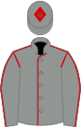 Grey, red seams, grey cap, red diamond