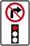 Right on red prohibited sign