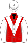 Red, white chevron, sleeves and cap