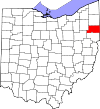 State map highlighting Mahoning County