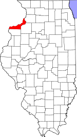 Map of Illinois highlighting Rock Island County