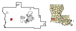 Location of Vinton in Calcasieu Parish, Louisiana.