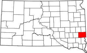 Map of South Dakota highlighting Minnehaha County