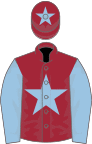 Maroon, light blue star, sleeves and star on cap