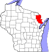 State map highlighting Marinette County