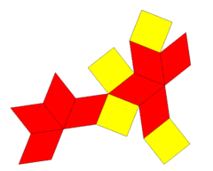 Squared rhombic dodecahedron net.png