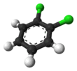Ball-and-stick model of 1,2-dichlorobenzene