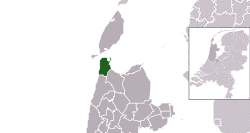 Highlighted position of Den Helder in a municipal map of North Holland