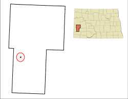 Location within Billings County and North Dakota