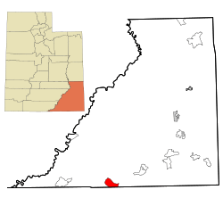 Location in San Juan County and the state of Utah.